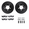 8212-99170 Drilled/Slotted Rotors w/Heavy-Duty Brake Pads Kit & Hardware [Black], 1997-2002 Ford/Lincoln/Mercury/Mazda, Position - image 1