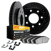8212-99183 Drilled/Slotted Rotors w/Heavy-Duty Brake Pads Kit & Hardware [Black], 2004-2008 Ford/Lincoln/Mercury/Mazda, Position - image 1