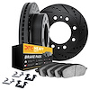 8212-99221 Drilled/Slotted Rotors w/Heavy-Duty Brake Pads Kit & Hardware [Black], Fits Select Ford/Lincoln/Mercury/Mazda, Positi