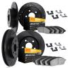 8214-40227 Drilled/Slotted Rotors w/Heavy-Duty Brake Pads Kit & Hardware [Black], 2003-2006 Mopar, Position: Front and Rear - image 1