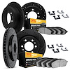 8214-40234 Drilled/Slotted Rotors w/Heavy-Duty Brake Pads Kit & Hardware [Black], Fits Select Multiple Makes/Models, Position: F - image 1