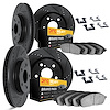 8214-40237 Drilled/Slotted Rotors w/Heavy-Duty Brake Pads Kit & Hardware [Black], 2008-2012 Mopar, Position: Front and Rear - image 1