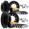 8214-48158 Drilled/Slotted Rotors w/Heavy-Duty Brake Pads Kit & Hardware [Black], 1994-2000 GM, Position: Front and Rear - image 1