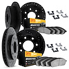 8214-54033 Drilled/Slotted Rotors w/Heavy-Duty Brake Pads Kit & Hardware [Black], 1997-2004 Ford/Lincoln/Mercury/Mazda, Position - image 1