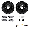 8222-63002 Drilled/Slotted Rotors w/Heavy-Duty Brake Pads/Sensor & Hardware [Silver], 2012-2018 Mercedes-Benz, Position: Front - image 1