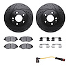 8222-63216 Drilled/Slotted Rotors w/Heavy-Duty Brake Pads/Sensor & Hardware [Silver], Fits Select Mercedes-Benz, Position: Front - image 1