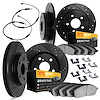 8224-40002 Drilled/Slotted Rotors w/Heavy-Duty Brake Pads/Sensor & Hardware [Silver], 2002-2006 Multiple Makes/Models, Position: - image 1