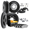 8284-48065 Drilled/Slotted Rotors w/Heavy-Duty Brake Pads/Drums/Shoes/Hardware/Adjusters [Silver], 1994-2002 GM, Position: Front - image 1