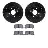 8302-01007 Drilled/Slotted Brake Rotors with 3000-Series Ceramic Brake Pads Kit [Black], 1999-2002 Suzuki, Position: Front - image 1