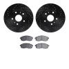 8302-01011 Drilled/Slotted Brake Rotors with 3000-Series Ceramic Brake Pads Kit [Black], 2007-2014 Suzuki, Position: Front - image 1