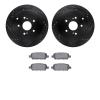8302-01012 Drilled/Slotted Brake Rotors with 3000-Series Ceramic Brake Pads Kit [Black], 2009-2017 Suzuki, Position: Rear - image 1