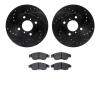 8302-01019 Drilled/Slotted Brake Rotors with 3000-Series Ceramic Brake Pads Kit [Black], 2006-2007 Suzuki, Position: Front - image 1