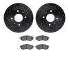8302-03014 Drilled/Slotted Brake Rotors with 3000-Series Ceramic Brake Pads Kit [Black], 2001-2003 Kia/Hyundai/Genesis, Position - image 1