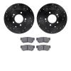 8302-03017 Drilled/Slotted Brake Rotors with 3000-Series Ceramic Brake Pads Kit [Black], 2005-2008 Kia/Hyundai/Genesis, Position - image 1