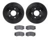 8302-03026 Drilled/Slotted Brake Rotors with 3000-Series Ceramic Brake Pads Kit [Black], 2007-2010 Kia/Hyundai/Genesis, Position - image 1