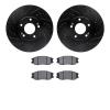 8302-03027 Drilled/Slotted Brake Rotors with 3000-Series Ceramic Brake Pads Kit [Black], 2004-2006 Kia/Hyundai/Genesis, Position - image 1