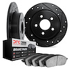 8302-03052 Drilled/Slotted Brake Rotors with 3000-Series Ceramic Brake Pads Kit [Black], 2007-2009 Kia/Hyundai/Genesis, Position - image 1