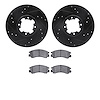 8302-13002 Drilled/Slotted Brake Rotors with 3000-Series Ceramic Brake Pads Kit [Black], 1985-1994 Subaru, Position: Front - image 1