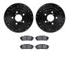 8302-13036 Drilled/Slotted Brake Rotors with 3000-Series Ceramic Brake Pads Kit [Black], 2003-2008 GM, Position: Rear - image 1