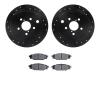 8302-13041 Drilled/Slotted Brake Rotors with 3000-Series Ceramic Brake Pads Kit [Black], 2008-2015 Subaru, Position: Rear - image 1