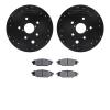 8302-13042 Drilled/Slotted Brake Rotors with 3000-Series Ceramic Brake Pads Kit [Black], 2015-2021 Subaru, Position: Rear - image 1