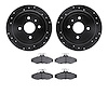 8302-18002 Drilled/Slotted Brake Rotors with 3000-Series Ceramic Brake Pads Kit [Black], 1999-2002 GM, Position: Rear - image 1