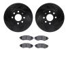 8302-18006 Drilled/Slotted Brake Rotors with 3000-Series Ceramic Brake Pads Kit [Black], 2000-2002 GM, Position: Front - image 1