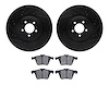 8302-20015 Drilled/Slotted Brake Rotors with 3000-Series Ceramic Brake Pads Kit [Black], 2006-2019 Jaguar, Position: Front - image 1