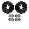 8302-20016 Drilled/Slotted Brake Rotors with 3000-Series Ceramic Brake Pads Kit [Black], 2014-2021 Jaguar, Position: Rear - image 1