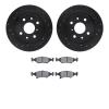 8302-21005 Drilled/Slotted Brake Rotors with 3000-Series Ceramic Brake Pads Kit [Black], 1994-2000 Kia/Hyundai/Genesis, Position - image 1