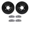 8302-21014 Drilled/Slotted Brake Rotors with 3000-Series Ceramic Brake Pads Kit [Black], 2002-2002 Kia/Hyundai/Genesis, Position - image 1