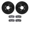 8302-21017 Drilled/Slotted Brake Rotors with 3000-Series Ceramic Brake Pads Kit [Black], 2010-2011 Kia/Hyundai/Genesis, Position - image 1