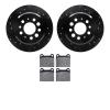 8302-27004 Drilled/Slotted Brake Rotors with 3000-Series Ceramic Brake Pads Kit [Black], 1967-1974 Volvo, Position: Rear - image 1