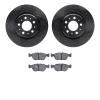 8302-27046 Drilled/Slotted Brake Rotors with 3000-Series Ceramic Brake Pads Kit [Black], 1998-2004 Volvo, Position: Front - image 1