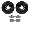 8302-27048 Drilled/Slotted Brake Rotors with 3000-Series Ceramic Brake Pads Kit [Black], 1999-2009 Volvo, Position: Front - image 1
