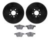 8302-27052 Drilled/Slotted Brake Rotors with 3000-Series Ceramic Brake Pads Kit [Black], 2003-2009 Volvo, Position: Front - image 1