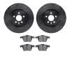 8302-27057 Drilled/Slotted Brake Rotors with 3000-Series Ceramic Brake Pads Kit [Black], 2007-2016 Volvo, Position: Front - image 1