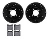 8302-31002 Drilled/Slotted Brake Rotors with 3000-Series Ceramic Brake Pads Kit [Black], 1967-1969 BMW, Position: Front