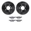 8302-31017 Drilled/Slotted Brake Rotors with 3000-Series Ceramic Brake Pads Kit [Black], 1981-1986 BMW, Position: Rear - image 1
