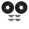8302-31020 Drilled/Slotted Brake Rotors with 3000-Series Ceramic Brake Pads Kit [Black], 1987-1995 BMW, Position: Front - image 1