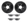 8302-31026 Drilled/Slotted Brake Rotors with 3000-Series Ceramic Brake Pads Kit [Black], 1989-1995 BMW, Position: Rear - image 1