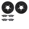 8302-31038 Drilled/Slotted Brake Rotors with 3000-Series Ceramic Brake Pads Kit [Black], 1995-1998 BMW, Position: Front - image 1