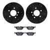 8302-31057 Drilled/Slotted Brake Rotors with 3000-Series Ceramic Brake Pads Kit [Black], 1991-1999 BMW, Position: Rear - image 1
