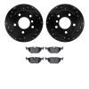8302-31060 Drilled/Slotted Brake Rotors with 3000-Series Ceramic Brake Pads Kit [Black], 1996-2002 BMW, Position: Rear - image 1