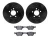 8302-31080 Drilled/Slotted Brake Rotors with 3000-Series Ceramic Brake Pads Kit [Black], 2004-2010 BMW, Position: Front - image 1