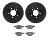 8302-31086 Drilled/Slotted Brake Rotors with 3000-Series Ceramic Brake Pads Kit [Black], 2004-2010 BMW, Position: Front - image 1