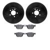8302-31092 Drilled/Slotted Brake Rotors with 3000-Series Ceramic Brake Pads Kit [Black], 2007-2018 BMW, Position: Front - image 1