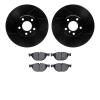 8302-31100 Drilled/Slotted Brake Rotors with 3000-Series Ceramic Brake Pads Kit [Black], 2010-2018 BMW, Position: Front - image 1