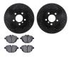8302-31105 Drilled/Slotted Brake Rotors with 3000-Series Ceramic Brake Pads Kit [Black], 2011-2018 BMW, Position: Rear - image 1