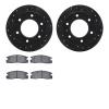 8302-37009 Drilled/Slotted Brake Rotors with 3000-Series Ceramic Brake Pads Kit [Black], 1988-1995 GM, Position: Rear - image 1